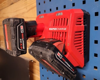Milwaukee M12 M18 Rapid Charger Mount, Cat. No. 48-59-1808, Uses Two Neodymium Bar Magnets for Strong Hold on Metal Surface