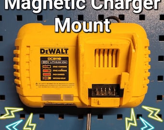 DEWALT Magnetic Charger Mount, Fits models DCB1106, DCB118, DCB1112, 12V, 20V, Fast Charger, Adapts Charger to mount on Metal Surface