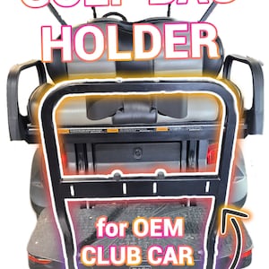Club Car Tempo Onward Golf Cart Golf Bag Holder Attachment, Easily Removable, No Drilling Required, fits 24" Rear Flip Seat Square Grab Bar