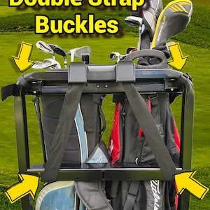 ELITE Golf Cart Golf Bag Holder Attachment, Easily Removable, No Drilling Required, fits 1" Wide Square Grab Bar Rear Seat