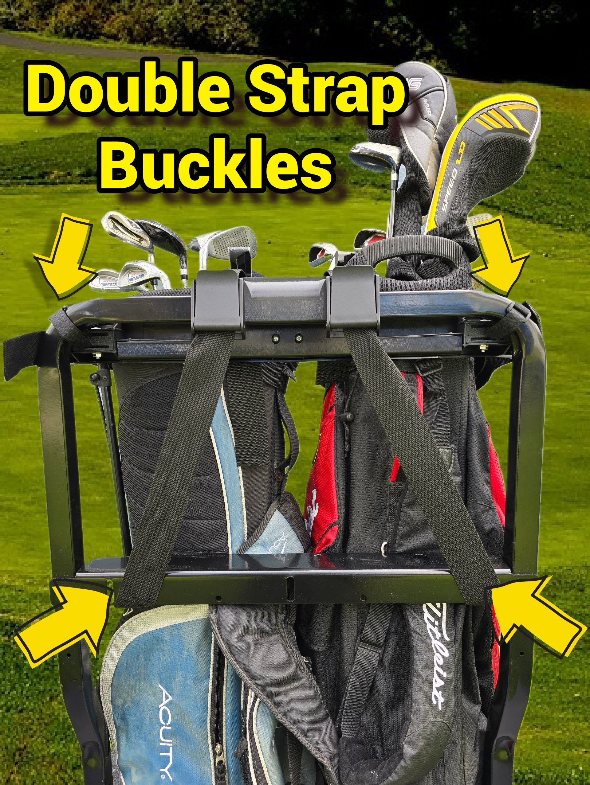 ELITE Golf Cart Golf Bag Holder Attachment Easily Removable No Drilling Required fits 1 Wide Square Grab Bar Rear Seat Etsy