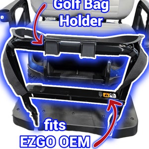 EZGO Golf Cart Golf Bag Holder Attachment, Easily Removable, No Drilling Required, fits S4, VALOR, RXV w/ 24" Rear Flip Seat Square Grab Bar