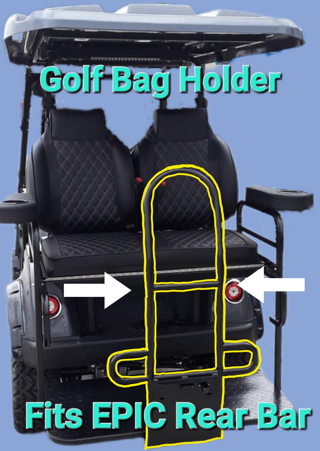Golf Bag Holder for EPIC Golf Carts, Easily Removable, No Drilling