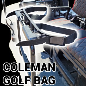 Coleman Kandi Golf Cart Golf Bag Holder Attachment, Easily Removable, No Drilling Required, fits 1" Wide Square Grab Bar Rear Seat