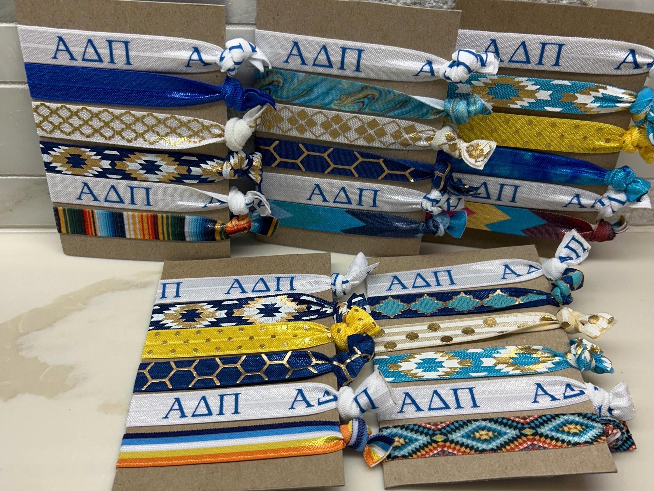 Alpha Delta Pi Hair Ties - Set of 6 Adpi Sisters Will Love 