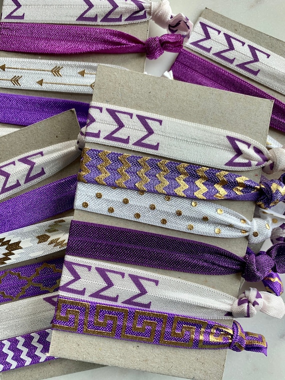 Tri Sig always wins BIG!! Sigma Sigma Sigma Hair Ties set of 6. Great gift for Bid Week! Show your Tri sig sister sorority love  <3