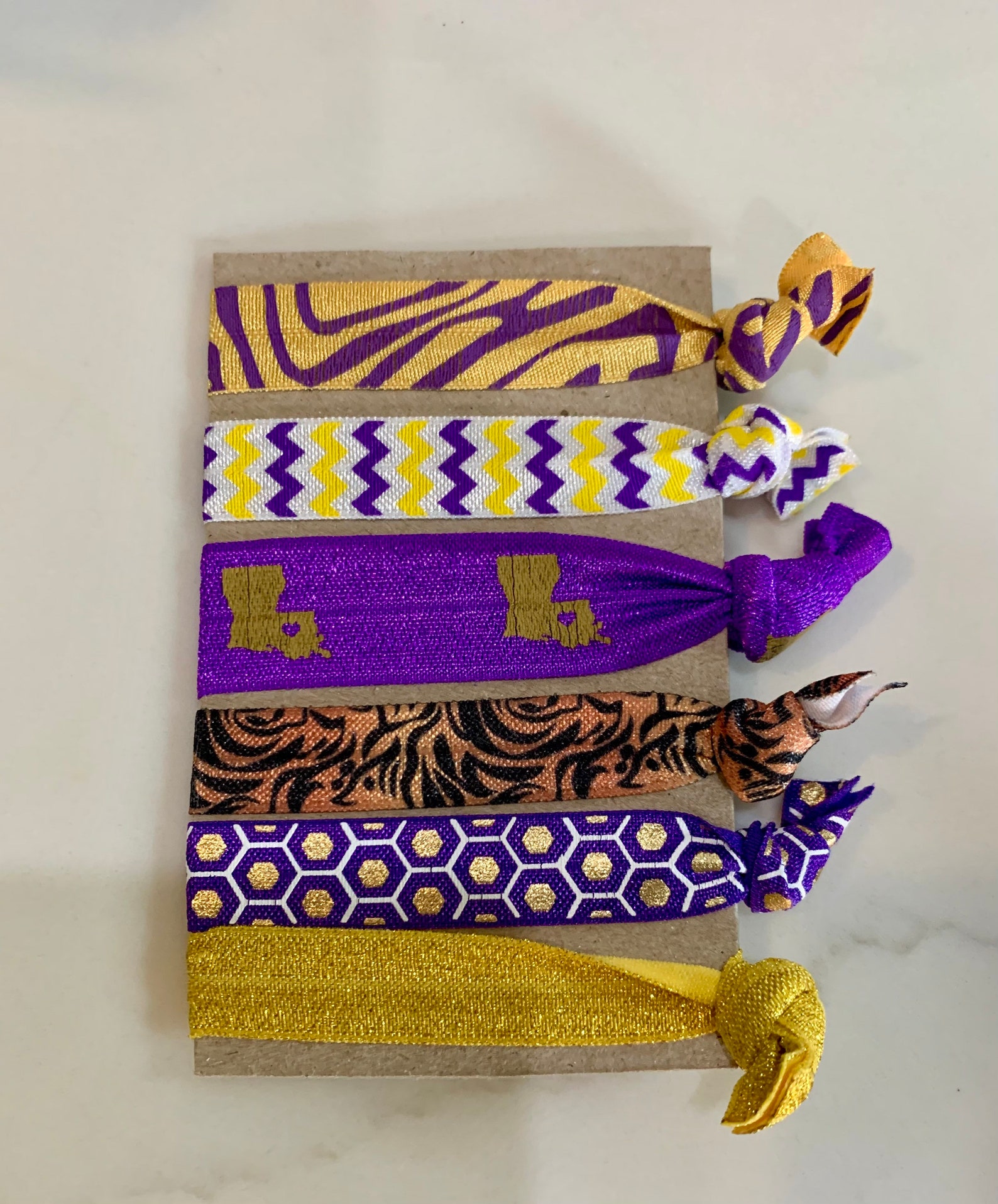 LSU Hair Ties Set of 6 Hair Ties in LSU Purple and Gold Wear Etsy