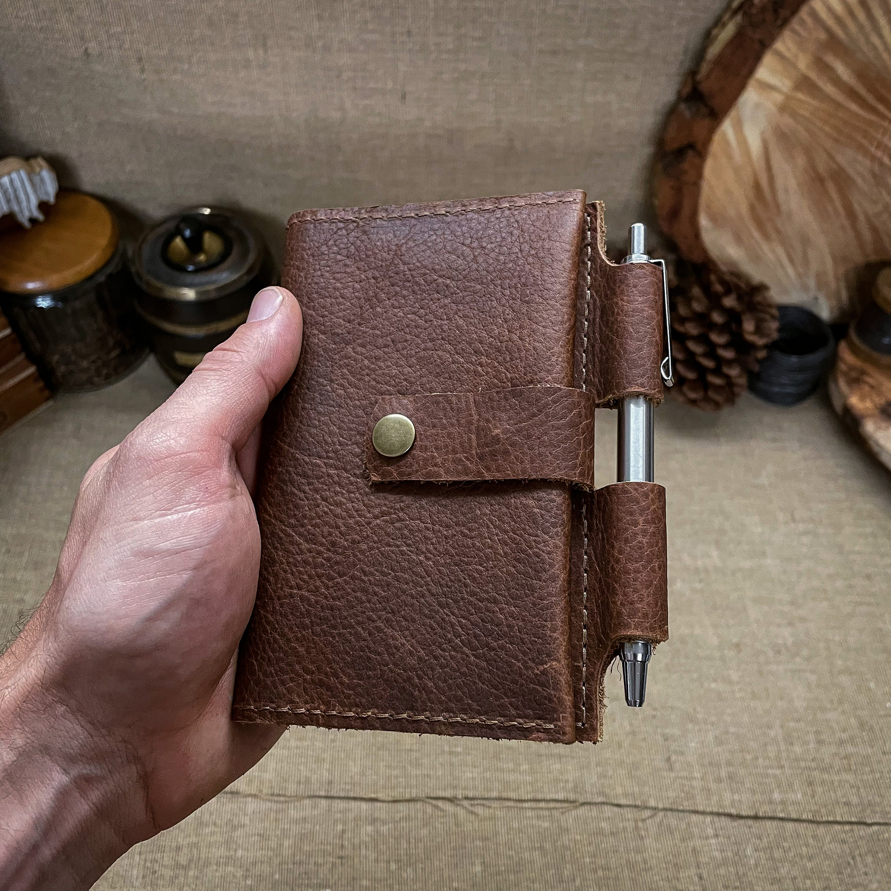 American Buffalo Bison Leather Journal Cover, USA Made