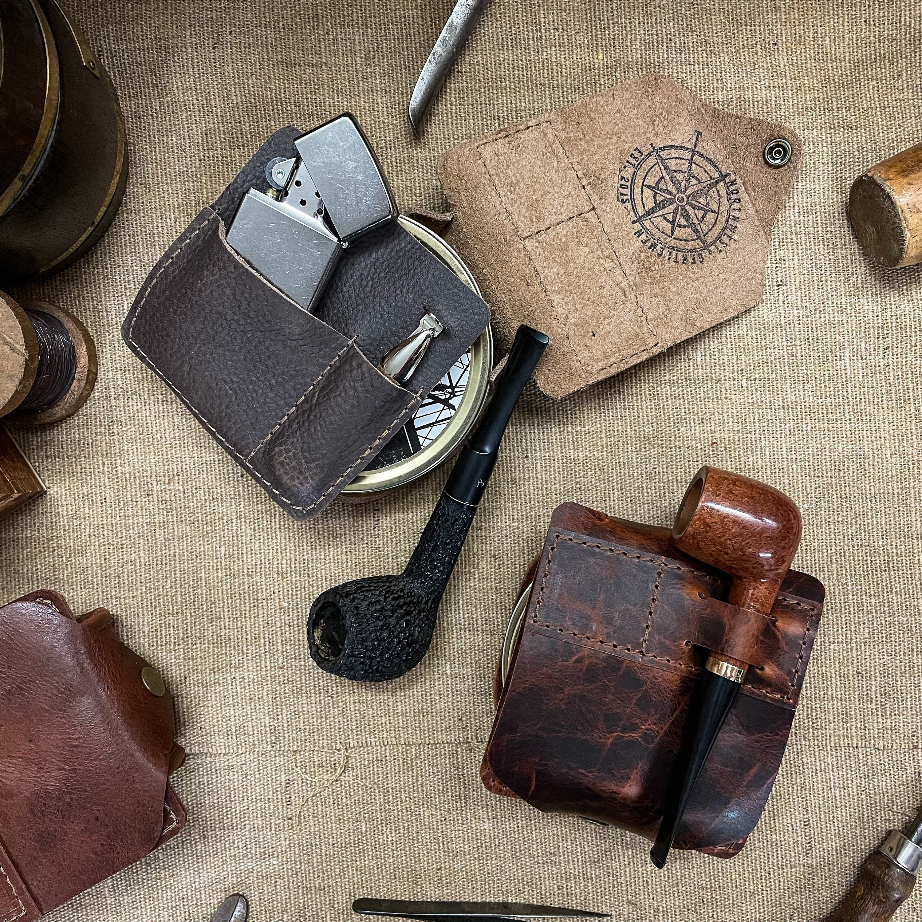 Laredo Leather - Large Tobacco Pipe Pouch / Pipe Roll / Pipe Bag