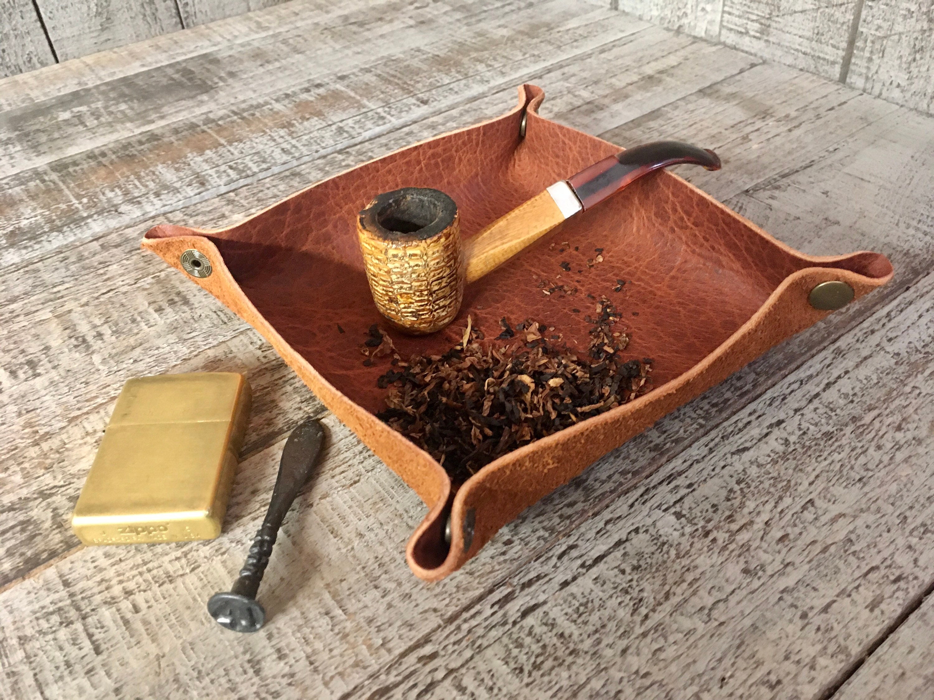 Bison Buffalo Leather Travel Style Foldable / Rollable Tobacco Tray