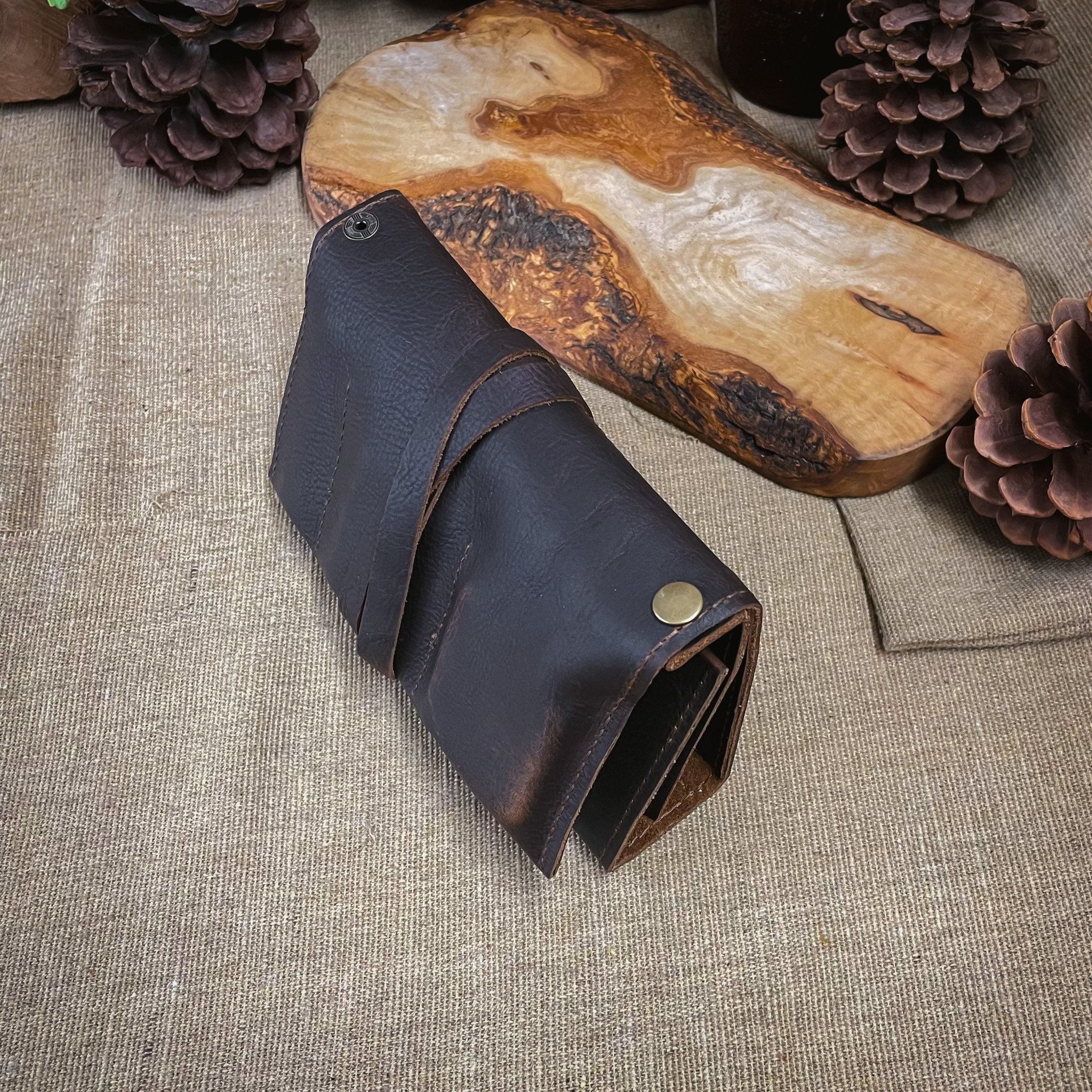 Rustic Kodiak Leather - Large Tobacco Pipe Pouch / Pipe Roll