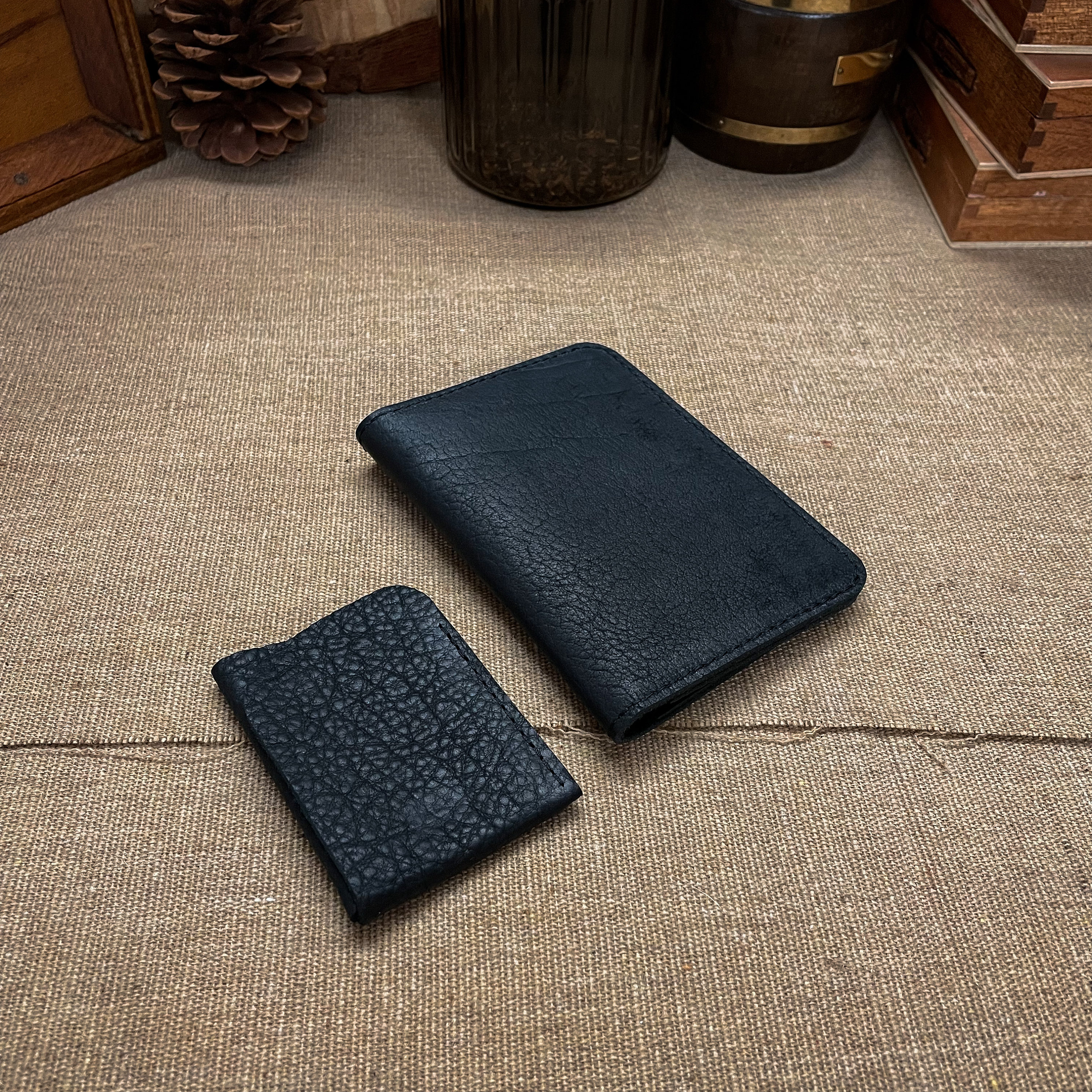 Buffalo Leather Passport Wallet - Black