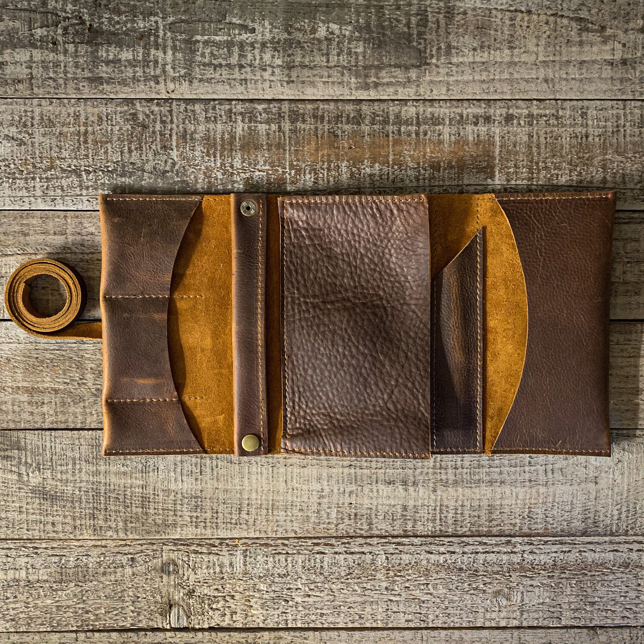 Rustic Kodiak Leather Large Tobacco Pipe Pouch / Pipe Roll / Pipe Bag