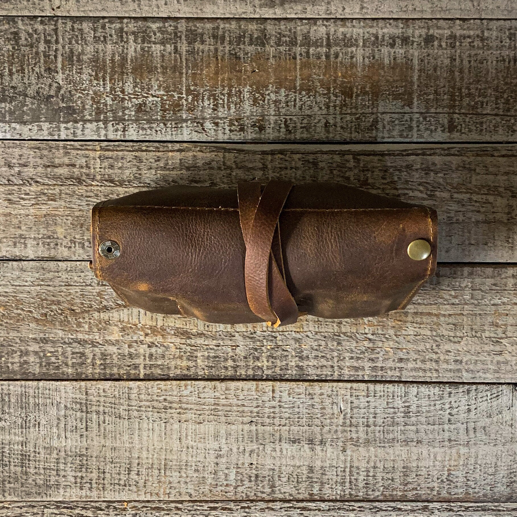 Rustic Kodiak Leather Large Tobacco Pipe Pouch / Pipe Roll / Pipe Bag