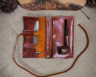 Laredo Leather - Large Tobacco Pipe Pouch / Pipe Roll / Pipe Bag