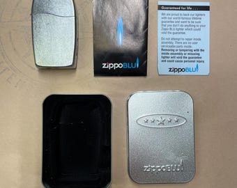 2005 Zippo Blu Butane Single Torch Lighter with Metal Presentation Case - ZippoBlu