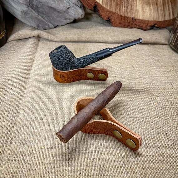 thumbnail image 2 of Handmade Leather Tobacco Pipe Stand With Built-In Tamping Tool - Panhandle Leather Works 2 of 4