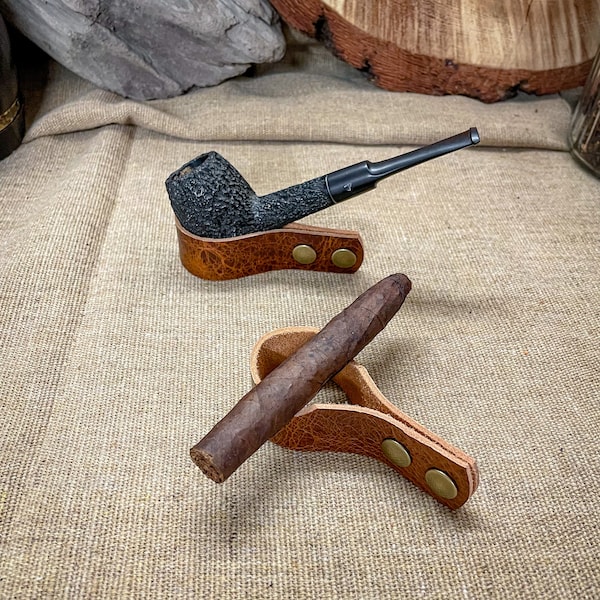 Adjustable Leather Pipe Rest / Cigar Rest