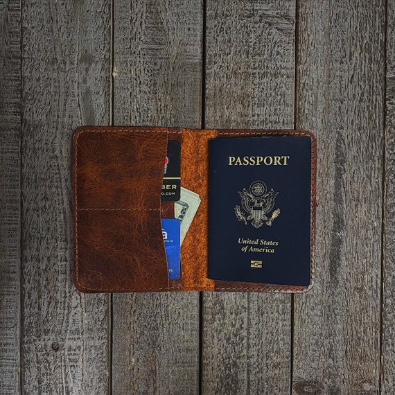 Bison / Buffalo Leather Passport Cover / Travel Wallet Etsy