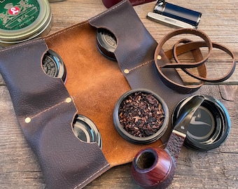 Leather Travel Holder for Tobacco Pocket Jar Stash Jar PocketJar
