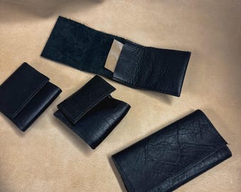 50% OFF SALE Apache Black Bison Large And Small Leather Tobacco Pouch