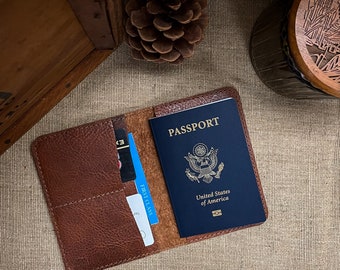 Bison / Buffalo Leather - Passport Cover / Travel Wallet