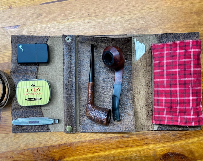 Featured listing image: LIMITED RUN Leather Tobacco Pipe Pouch – Super Rusticated Finish