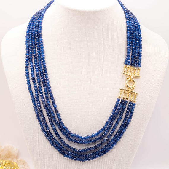 Collana multifilo, radice di Zaffiro e argento 925