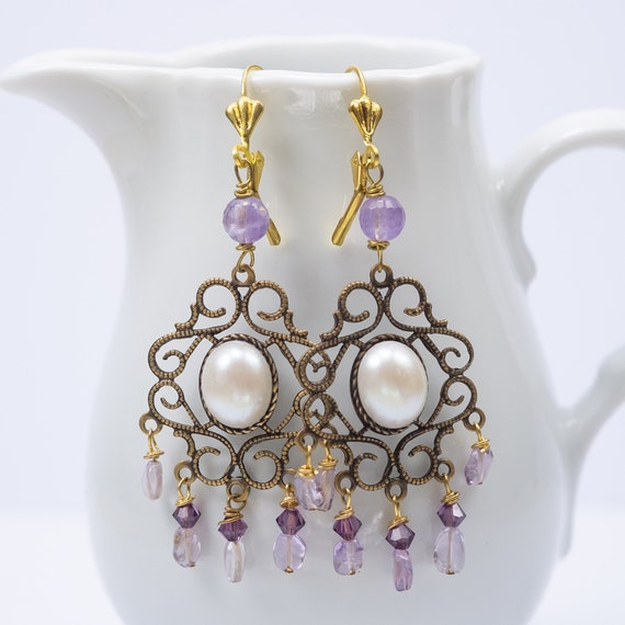 Pearl Filigree Earrings and Light 