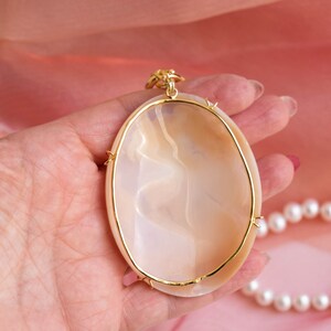 Necklace with Torre del Greco Ovale cameo pendant, natural pearls, 925 silver, Italian necklace image 8