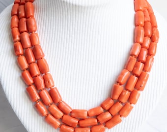 Large 4pcs Rough Oranger Red Coral Bamboo Coral Tree Horn Beads