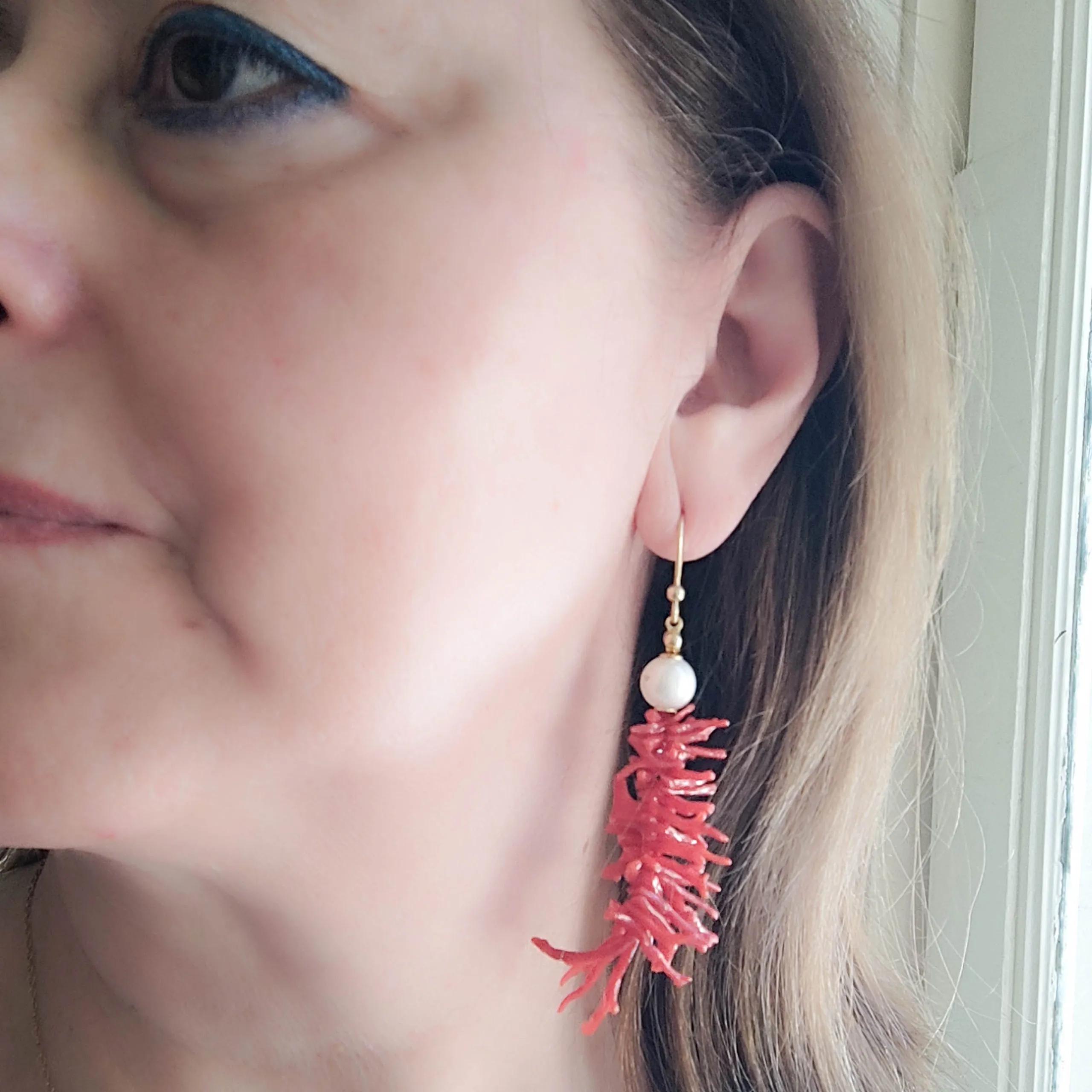 Boucles D'oreilles Argent 925 Avec Camées, Perles Et Corail Rouge - Neuf Avec étiquettes
