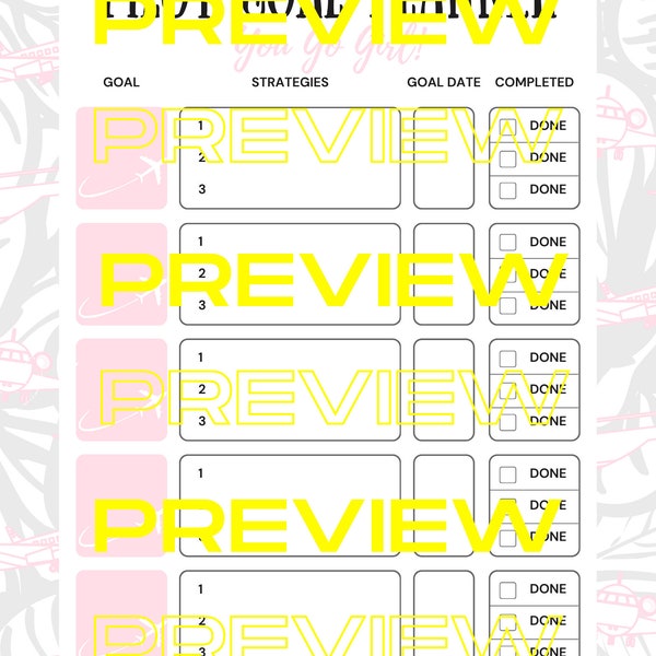Aviation Themed Goal Check List, Female Pilot Check List, Pilot Goals, Female Aviator Goals, Private Pilot Goals, Pink Airplane Calendar