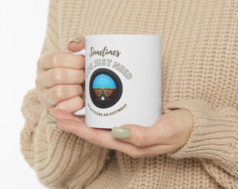 Attitude Adjustment Mug: Airplane Instrument, Pilot Gift