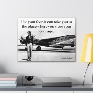 Amelia Earhart Quote Airplane Canvas, Gift for Female Pilot, Female Pilot Gift, Aviation Gift, Pilot Gift, Female Pilot, Amelia Earhart