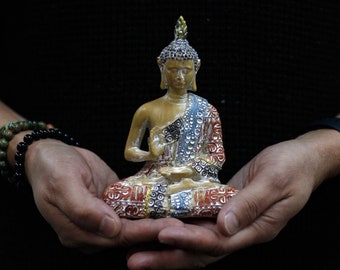 Large Floral Thai Buddha Figurine Ornament Figure Statue Gift Buddah Budda 26cm