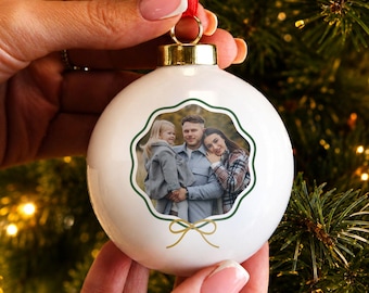 Personalised Christmas Photo Upload Ceramic Bauble