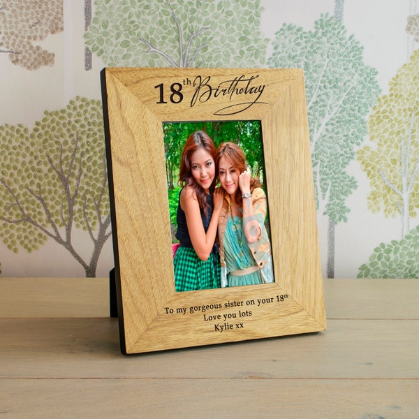 Birthday Frame - Personalised Engraved Birthday Gift 18th 21st 30th 50th  Frame Gift Wooden Picture Photo Frame 6x4 Any Message