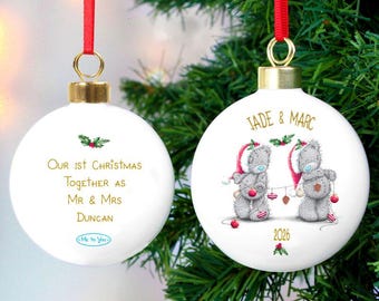 Personalised Me to You Christmas Couple Bauble, Christmas Tree Decoration