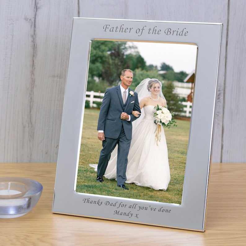 Personalised Engraved Wedding Silver Plated Photo Frame Custom Father of the Bride Gift 7 x 5