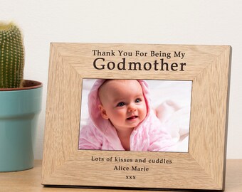 Godmother Gift - Personalised Frame -  Thank you for Being my Godmother Wooden Picture Photo Frame 6x4  Engraved Gift