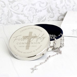 Personalized First Holy Communion Trinket Box & Rosary Beads Set