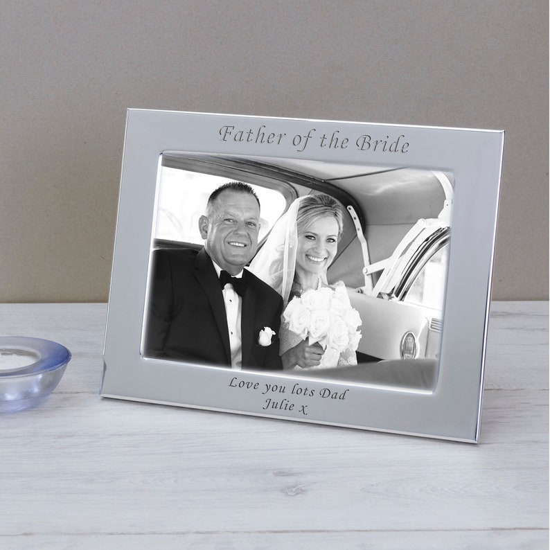 Personalised Engraved Wedding Silver Plated Photo Frame Custom Father of the Bride Gift 7 x 5