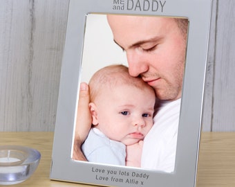 Personalised Me and Daddy Silver Plated Engraved Photo Frame, Father's Day Gift, Dad Gift Any Message