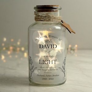 Personalised In Loving Memory LED Glass Jar, Loved One Memorial Candle, Family Member Memorial Candle