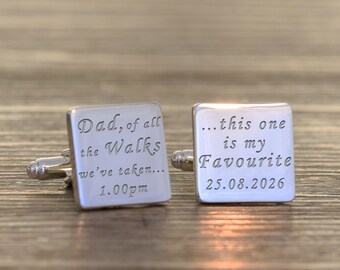 Personalized Father of the Bride Silverplated Cufflinks, Engraved Wedding Date