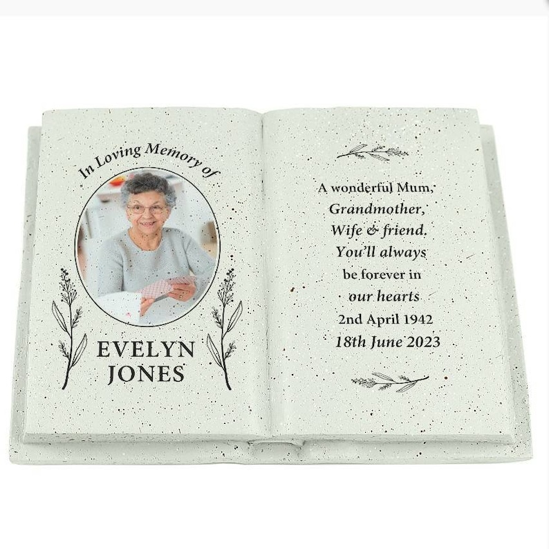 Personalised in Loving Memory Photo Upload Botanical Memorial Etsy UK
