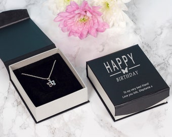 Happy Birthday Gift Butterfly Necklace Sterling Silver with Personalised Any Message Gift Box