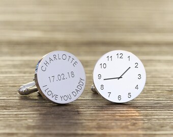 Personalized Father of the Bride Cufflinks: Engraved Wedding Date & Time