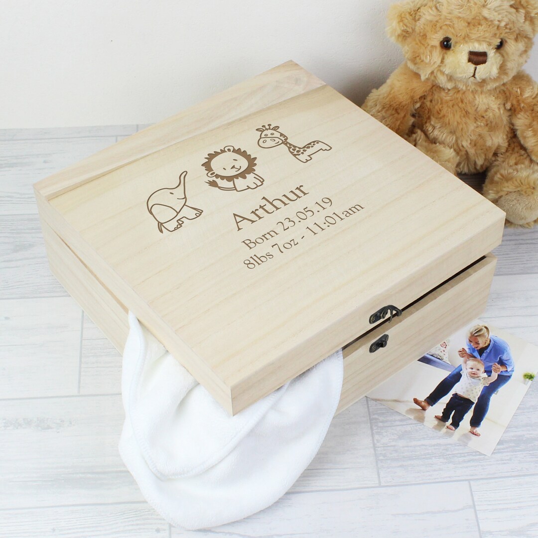 Personalised Wooden Baby Keepsake Box: Newborn Memory Box - Etsy UK
